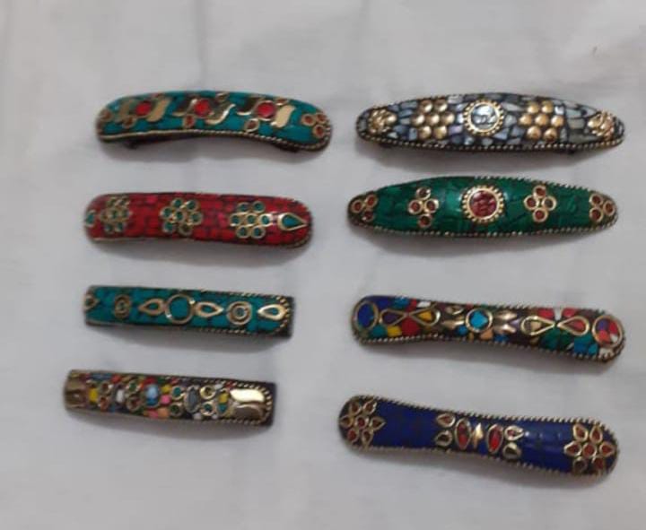 Buy 10 pcs pack of Mosaic work Hair Clips Online